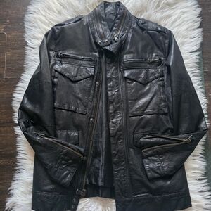 Joe's Black Leather Jacket Size Small